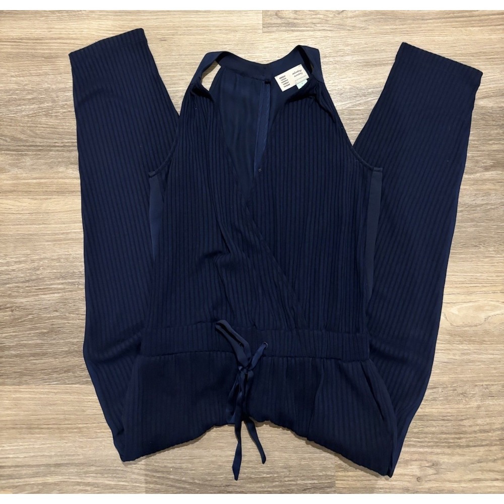 Anthropologie Saturday Sunday Ribbed Sleeveless Lounge Jumpsuit Small Blue